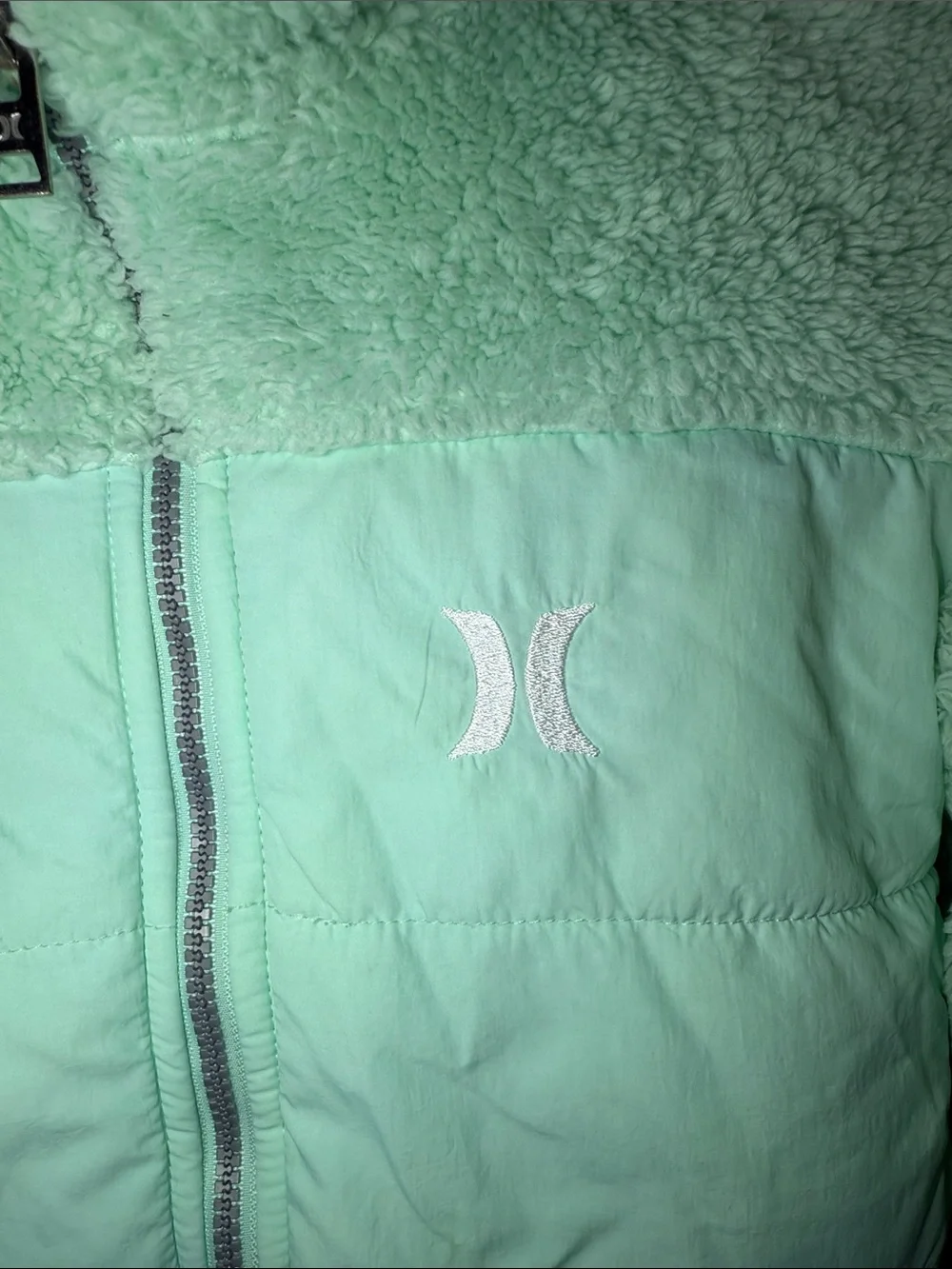 Hurley Girls Jacket Size 5 Mint Quilted Sherpa Puffer